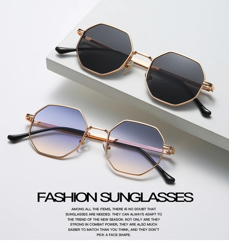Polygon Metal Sunglasses Vintage