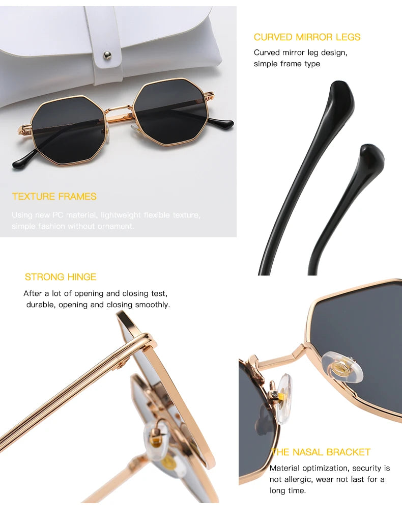 Polygon Metal Sunglasses Vintage