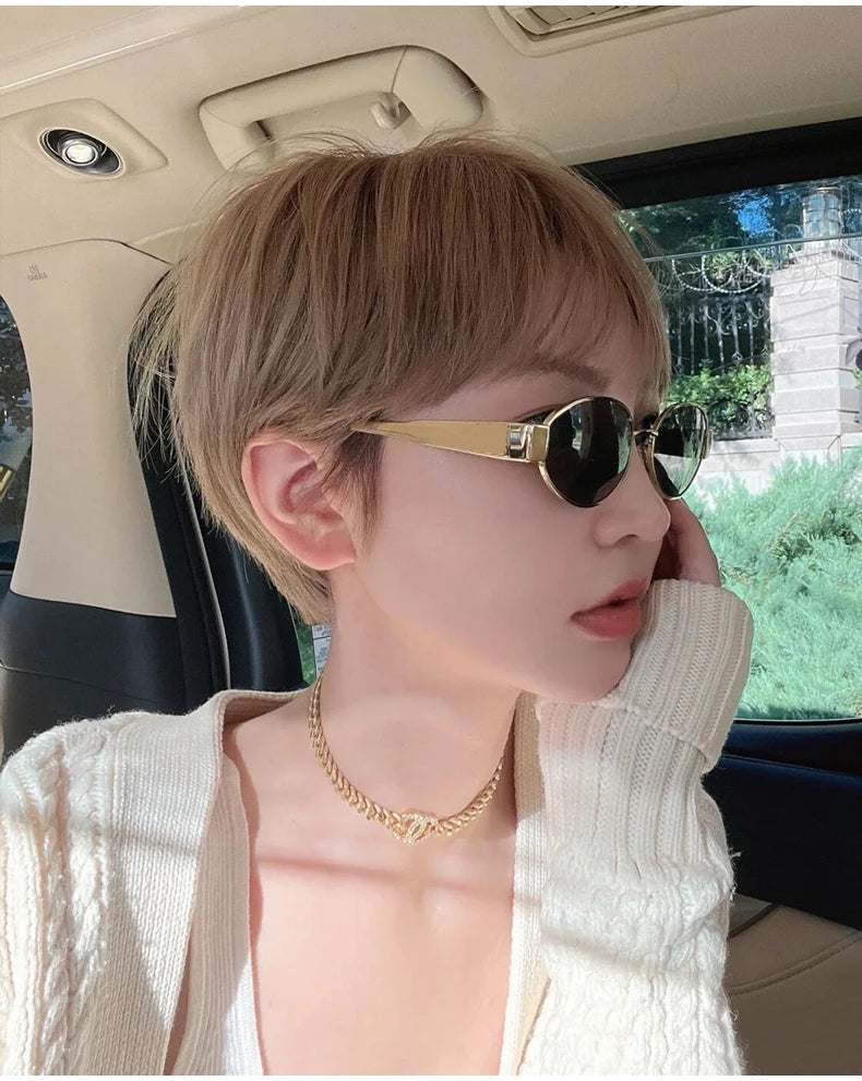 New Sunglasses  Alloy Oval Eyewear